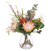 pollen &amp; fauna 65cm Faux Protea Mixed Floral Arrangement with Vase