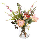 pollen &amp; fauna 65cm Faux Protea Mixed Floral Arrangement with Vase