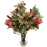 pollen &amp; fauna 80cm Faux Protea Mixed Arrangement with Vase