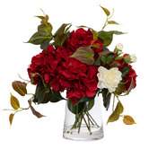 pollen &amp; fauna 45cm Faux Hydrangea &amp; Gardenia Mixed Arrangement with Vase
