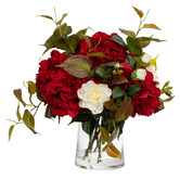pollen &amp; fauna 45cm Faux Hydrangea &amp; Gardenia Mixed Arrangement with Vase