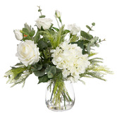 pollen &amp; fauna 48cm Faux Hydrangea &amp; Rose Mixed Arrangement with Vase