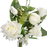 pollen &amp; fauna 52cm Faux Rose &amp; Eustoma Mixed Arrangement with Vase