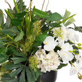 pollen &amp; fauna 100cm Potted Faux Orchid &amp; Palm Leaf Mixed Arrangement