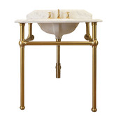 Turner Hastings Mayer 750mm Carrara Marble Pedestal Basin With Brushed Brass Stand
