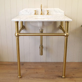 Turner Hastings Mayer 750mm Carrara Marble Pedestal Basin With Brushed Brass Stand