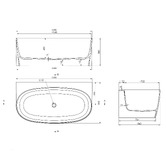 Turner Hastings Narva 1580mm Matte White Oval Solid Surface Back to Wall Bath
