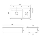 Turner Hastings Cuisine 930mm 1 &amp; 1/2 Fireclay Kitchen Sink
