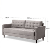 Studio Home Stone Grey Weave Mid Century 3 Seater Sofa