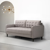 Studio Home Stone Grey Weave Mid Century 3 Seater Sofa