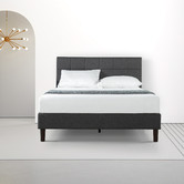 Studio Home Charcoal Square Stitched Upholstered Platform Bed