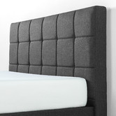 Studio Home Charcoal Square Stitched Upholstered Platform Bed