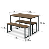 Studio Home 3 Piece Vonda Dining Table &amp; Bench Set
