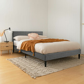 Studio Home Charcoal Laybell Fabric Bed with Headboard