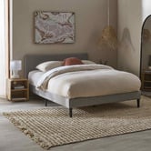 Studio Home Light Grey Laybell Fabric Bed with Headboard
