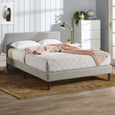 Studio Home Light Grey Laybell Fabric Bed with Headboard