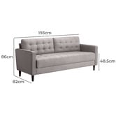 Studio Home Stone Grey Weave Mid Century 3 Seater Sofa