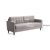 Studio Home Stone Grey Weave Mid Century 3 Seater Sofa