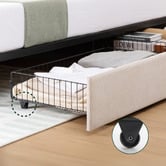 Studio Home Beige Pauline Upholstered Bed Frame with Drawers