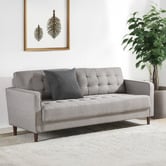Studio Home Stone Grey Weave Mid Century 3 Seater Sofa