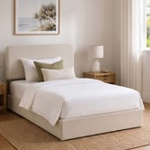 Studio Home Beige Pauline Upholstered Bed Frame with Drawers