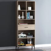 York street Natural Niva Display Bookcase with Middle Drawer