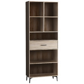 York street Natural Niva Display Bookcase with Middle Drawer
