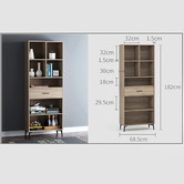 York street Natural Niva Display Bookcase with Middle Drawer