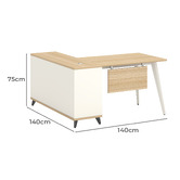 York street Nolan 140cm L-Shaped Executive Desk