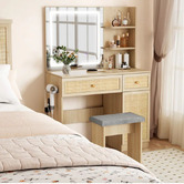 York street 2 Piece Luna Dressing Table &amp; Stool Set