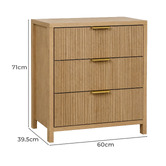 York Street Zaire 3 Drawer Bedside Table