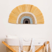 La Abode Blue Rainbow Rayung &amp; Seagrass Wall Hanging