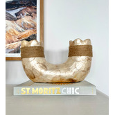 La Abode Bronze Horn Capiz Shell &amp; Jute Vase