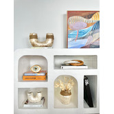 La Abode Bronze Horn Capiz Shell &amp; Jute Vase