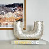 La Abode White Pearl Horn Capiz Shell Vase