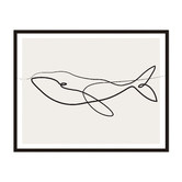 Artefocus Line Whale Framed Printed Wall Art