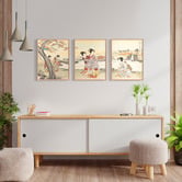 Printhouse Collective Japanese Book Art III Framed Printed Wall Art Triptych