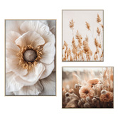 Printhouse Collective 3 Piece Sepia Bloom Canvas Wall Art Set
