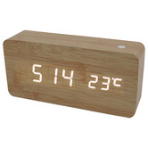 Time Treasure Home White LED Wooden 3 Alarm Clock with Temperature Display