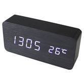 Time Treasure Home White LED Wooden 3 Alarm Clock with Temperature Display