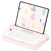 Time Treasure Home Retro Bluetooth Wireless Keyboard with Tablet Holder