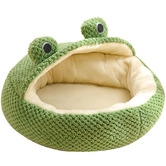 Time Treasure Home Green Frog Semi Enclosed Pet Bed