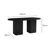 Nordic House Chandni Ribbed 180cm Dining Table