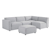 Nordic House Light Grey Milla 4 Seater Sofa with Ottoman
