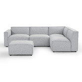Nordic House Light Grey Milla 4 Seater Sofa with Ottoman