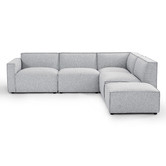 Nordic House Light Grey Milla 4 Seater Sofa with Ottoman