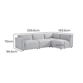 Nordic House Light Grey Milla 4 Seater Sofa with Ottoman