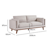 Nordic House Wesley 3 Seater Upholstered Sofa
