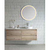 Luxe View Co White Chante Round LED Demister Mirror