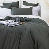 Capeview Interiors Olive Loom Bamboo &amp; Cotton Quilt Cover Set